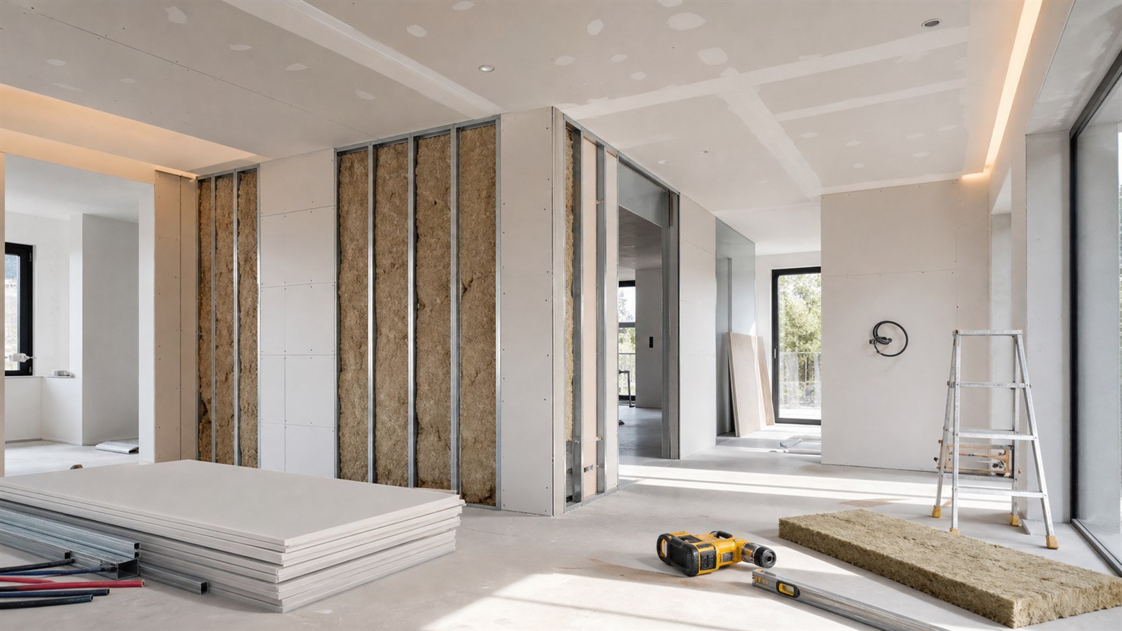 Travaux de placo, isolation intérieure et faux plafond dans un logement