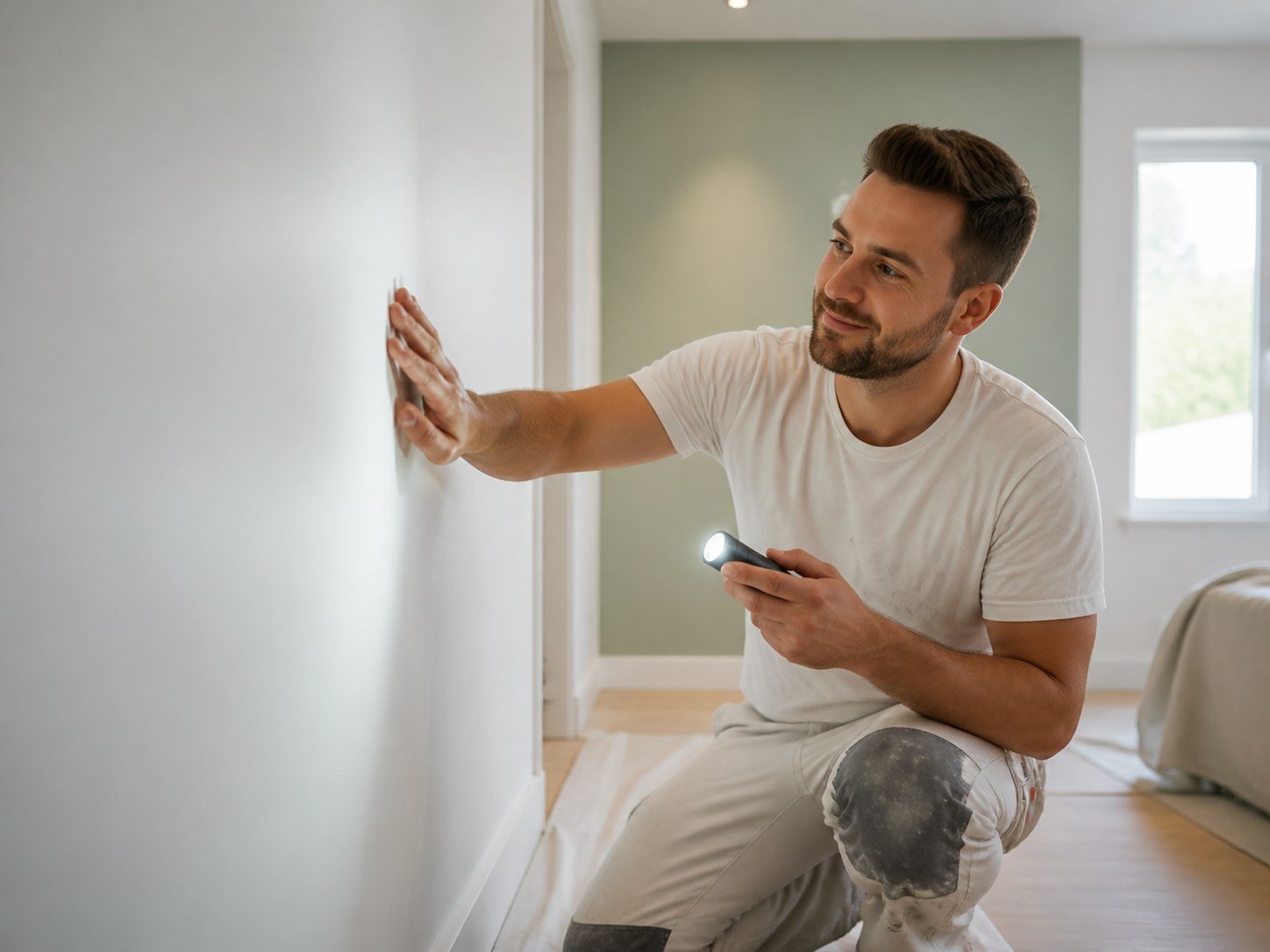 Contrôle d'une finition murale après rénovation intérieure