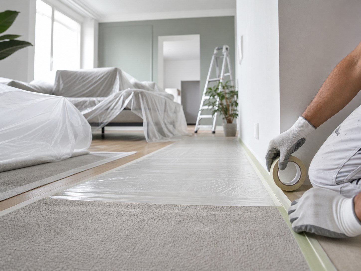 Protection propre d'un logement avant travaux de peinture
